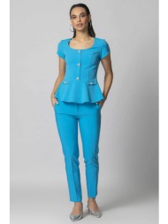 billy sabbado γυναικείο παντελόνι με τσάκιση και φαρδιά μέση - 0302481712 γαλάζιο