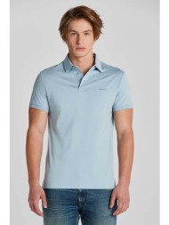 gant ανδρική κοντομάνικη πόλο μπλούζα με κεντημένο λογότυπο slim fit - 2013034 γαλάζιο