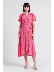 suncoo γυναικείο midi φόρεμα κρουαζέ με σχέδιο `clelie` - c03312e24 φούξια
