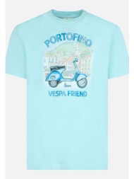mc2 saint barth ανδρικό βαμβακερό t-shirt μονόχρωμο με contrast print - tshm001-03149f γαλάζιο