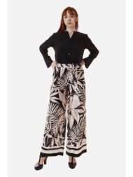 markup γυναικεία παντελόνα με σατέν όψη και all-over floral print - mw665138 μπεζ