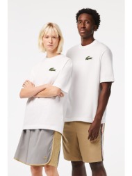 lacoste unisex τ-shirt με μεγάλο λογότυπο loose fit - th0062 λευκό