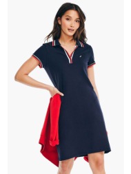 nautica γυναικείο mini φόρεμα με γιακά και contrast λεπτομέρεια με ριγέ σχέδιο - 25d603 μπλε σκούρο
