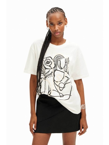desigual γυναικείο t-shirt βαμβακερό με contrast print και