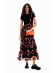 desigual γυναικείο midi φόρεμα με ribbed άνω μέρος και geometric print στο κάτω μέρος `galiana` - 24