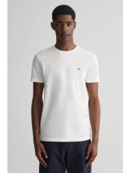 gant ανδρικό t-shirt πικέ με κεντημένο λογότυπο slim fit - 2013033 λευκό