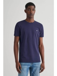 gant ανδρικό t-shirt πικέ με κεντημένο λογότυπο slim fit - 2013033 μπλε σκούρο