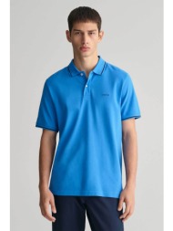 gant ανδρική πόλο μπλούζα πικέ με contrast ρίγα στα τελειώματα regular fit - 2062034 μπλε