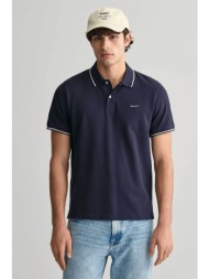 gant ανδρική πόλο μπλούζα πικέ με contrast ρίγα στα τελειώματα regular fit - 2062034 μπλε σκούρο
