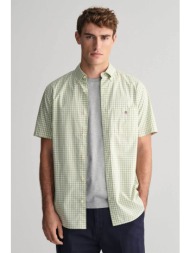 gant ανδρικό πουκάμισο button down με καρό σχέδιο και κεντημένο λογότυπο regular fit - 3000121 πράσι