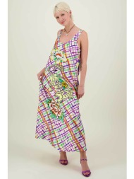 me369 γυναικείο maxi φόρεμα αμάνικο με all-over print `allison` - 70796/ss24 πολύχρωμο