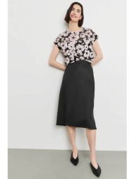 gerry weber γυναικεία midi φούστα από λινάρι με άνοιγμα στο πλάι a-line - 211005-66225 μαύρο