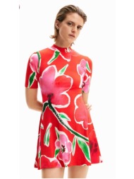 desigual γυναικείο mini φόρεμα με all-over ribbed υφή και watercolor-effect floral print `boston` - 
