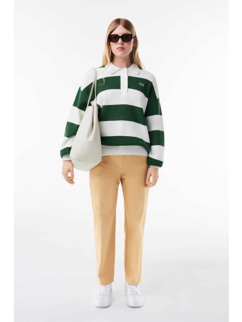 lacoste γυναικείο chino παντελόνι μονόχρωμο με ανάγλυφη