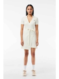 lacoste γυναικείο mini φόρεμα κρουαζέ πικέ - ef7252 λευκό