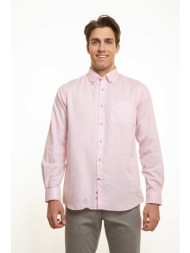 the bostonians ανδρικό πουκάμισο button down μονόχρωμο - aap2007 ροζ ανοιχτό