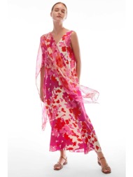 pennyblack γυναικείο μεταξωτό midi φόρεμα με v λαιμόκοψη `katanga` - 2411221102200 φούξια