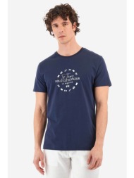 la martina ανδρικό t-shirt μονόχρωμο βαμβακερό με contrast print `yong` - ymr321-js206 μπλε σκούρο