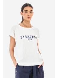 la martina γυναικείο t-shirt μονόχρωμο βαμβακερό με λογότυπο με παγιέτες `yennefer` - ywr304-js394 λ