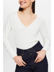 esprit γυναικεία πλεκτή μπλούζα με v λαιμοκόψη - 994ee1i304 λευκό