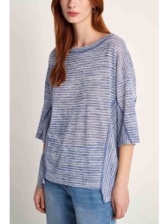 attrattivo γυναικεία μπλούζα με ριγέ σχέδιο και εξωτερικές ραφές - 91196258 μπλε