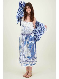 me369 γυναικεία midi φούστα με εμπριμέ print `vanessa` - 60300/ss24 μπλε
