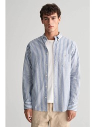 gant ανδρικό πουκάμισο button down με ριγέ σχέδιο και τσέπη με λογότυπο regular fit - 3240060 μπλε