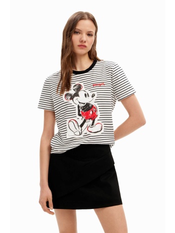 desigual γυναικείο t-shirt με ριγέ σχέδιο και mickey mouse