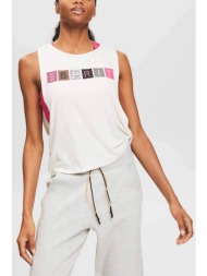 esprit γυναικεία αμάνικη μπλούζα με graphic logo print loose fit - 024ei1k305 λευκό