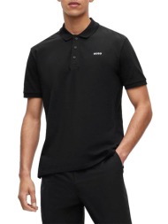 hugo boss ανδρική μπλούζα πόλο με κλασικό γιακά και κοντό μανίκι `donos` - 50466182 μαύρο