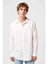 wrangler® ανδρικό πουκάμισο με τσέπη και λογότυπο regular fit - 112352281 λευκό
