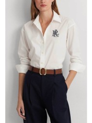 lauren ralph lauren γυναικείο πουκάμισο μονόχρωμο βαμβακερό με contrast μονόγραμμα - 200932538001 λε