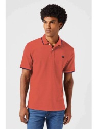 wrangler® ανδρική πόλο μπλούζα με λογότυπο regular fit - 112352857 κεραμιδί