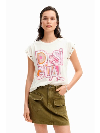 desigual γυναικείο βαμβακερό t-shirt με πολύχρωμο logo