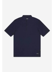at.p.co ανδρική μπλούζα πόλο μονόχρωμη με κεντημένο logo και γιακά mandarin - a285p9j01- σκούρο μπλε