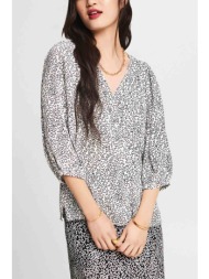 esprit γυναικεία μπλούζα κρουαζέ με all-over print straight fit - 024ee1f321 λευκό