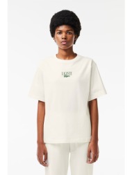 lacoste γυναικείο t-shirt με logo print regular fit - tf0854 υπόλευκο