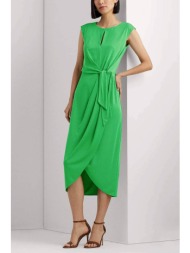 lauren ralph lauren γυναικείο midi φόρεμα μονόχρωμο με άνοιγμα μπροστά - 250925939001 πράσινο ανοιχτ