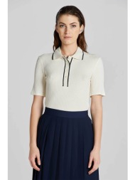 gant γυναικεία πόλο μπλούζα ribbed με contrast λεπτομέρειες slim fit - 4200823 κρέμ