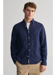 gant ανδρικό λινό πουκάμισο button down regular fit - 3240120 μπλε σκούρο