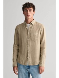 gant ανδρικό λινό πουκάμισο button down regular fit - 3240120 μπεζ