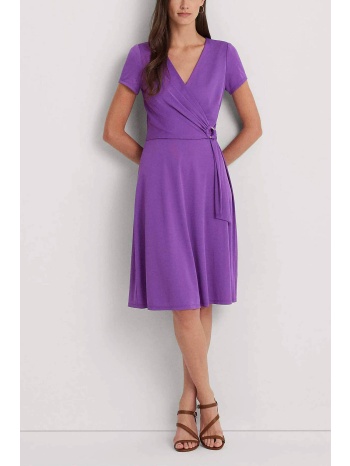 lauren ralph lauren γυναικείο midi φόρεμα μονόχρωμο με