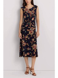 lauren ralph lauren γυναικείο midi φόρεμα με all-over floral print και στριφτή λεπτομέρεια - 2509315