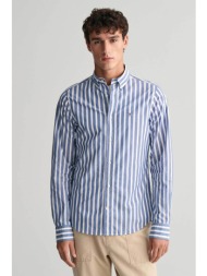 gant ανδρικό πουκάμισο button down με ριγέ σχέδιο και κεντημένο λογότυπο regular fit - 3240039 μπλε