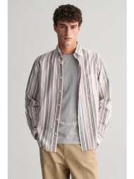 gant ανδρικό πουκάμισο oxford button down με ριγέ σχέδιο regular fit - 3240086 λευκό