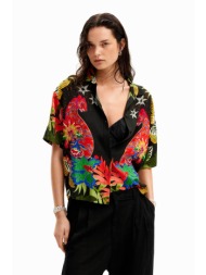 desigual γυναικείο πουκάμισο με all-over πολύχρωμα prints `dubai` - 24swcw39 μαύρο