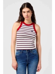 wrangler® γυναικεία αμάνικη μπλούζα με ριγέ σχέδιο slim fit - 112350284 κόκκινο