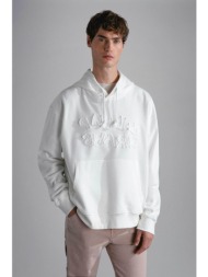 paul&shark ανδρική μπλούζα φούτερ με logo print regular fit - 24411927 λευκό