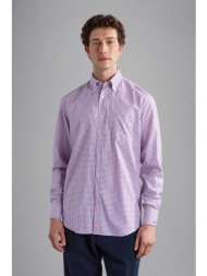 paul&shark ανδρικό πουκάμισο button down με καρό μικροσχέδιο - 24413034r κόκκινο