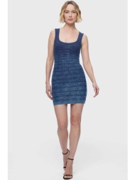 herve leger γυναικείο mini φόρεμα denim `the brooklyn dress` - den8466546 μπλε